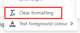 Clear formatting option in TinyMCE editor