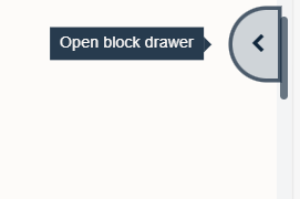 The block drawer is opened by using the tabbed switch on the right.