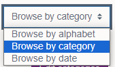 Browse by... dropdown menu in glossary activity