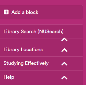 Segment of the hamburger menu with add a block