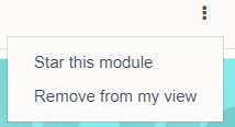 Actions menu for a module in module overview