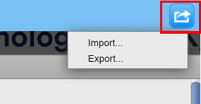 The import export drop down menu