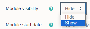 Module visibility dropdown