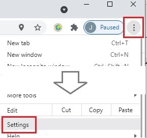 the settings option