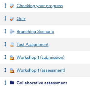 Arrows next to assignments in Gradebook setup