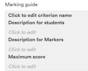 Adding criterion to marking guide