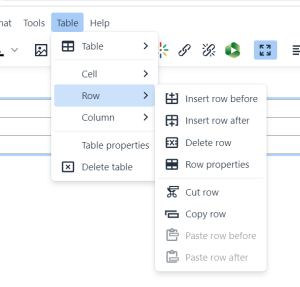 Table dropdown menu 